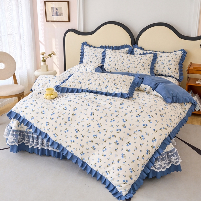 91家纺网 家纺一手货源 找家纺 美莱家纺 2024爆款蕾丝床盖三件套四件套【被套款】 海棠