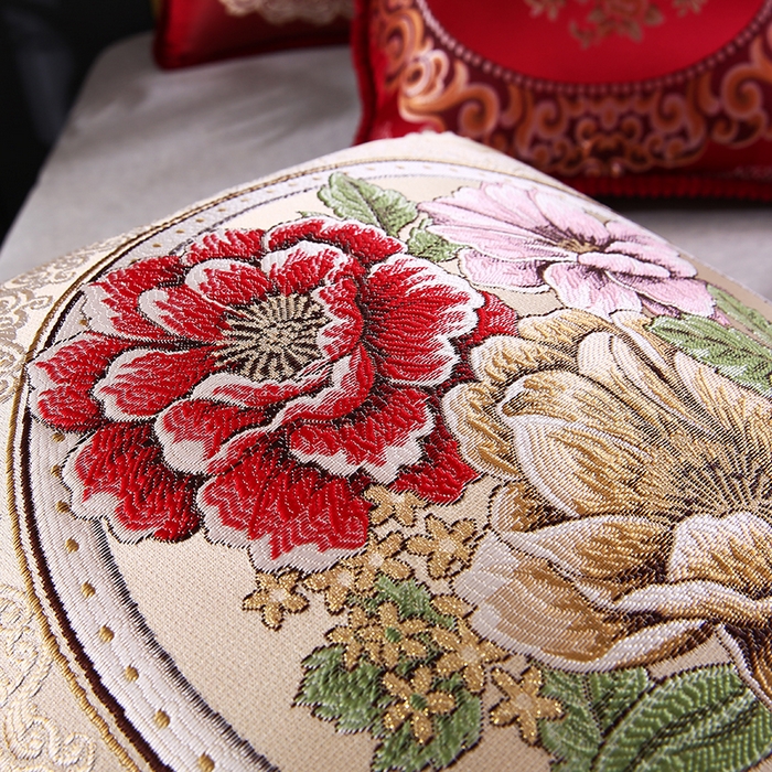 91家纺网 家纺一手货源 找家纺 （总）蔻眠 2024新款花开富贵刺绣抱枕沙发靠枕腰靠