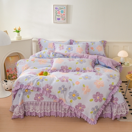 91家纺网 家纺一手货源 找家纺 美莱家纺 2024爆款蕾丝床盖三件套四件套【被套款】 夏花