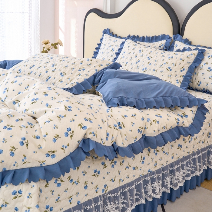 91家纺网 家纺一手货源 找家纺 美莱家纺 2024爆款蕾丝床盖三件套四件套【被套款】 海棠