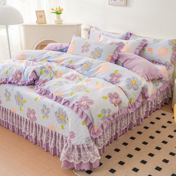 91家纺网 家纺一手货源 找家纺 美莱家纺 2024爆款蕾丝床盖三件套四件套【被套款】 夏花