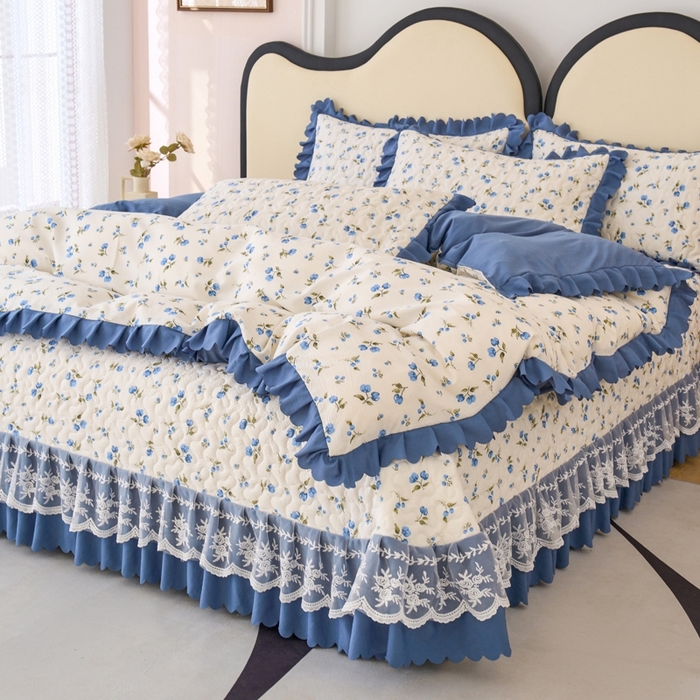 91家纺网 家纺一手货源 找家纺 美莱家纺 2024爆款蕾丝床盖三件套四件套【被套款】 海棠