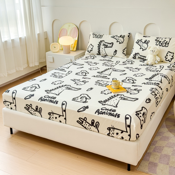 91家纺网 家纺一手货源 找家纺 感遇家纺 2024新款纯棉床单床笠枕套 床笠款-小涂鸦乐园