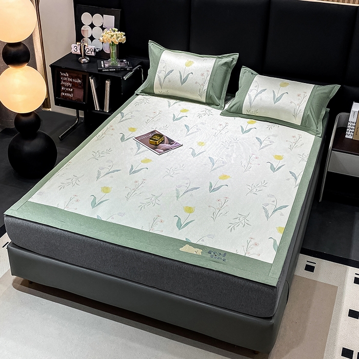 91家纺网 家纺一手货源 找家纺 宜家坊 2024新款A类抗菌数码印花冰藤凉席 床席款-花语