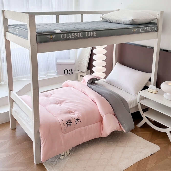 91家纺网 家纺一手货源 找家纺 招财狼家纺  2024新款水洗磨毛学生大豆被夏被春秋被多被芯被子 无染 粉+灰