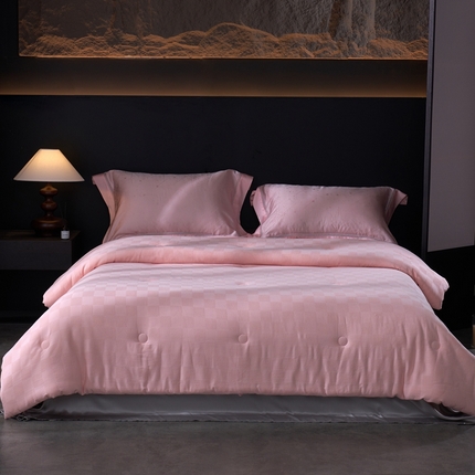 朴罗 （ 原岚图） 2024新款全棉提花大豆被 粉色大豆被