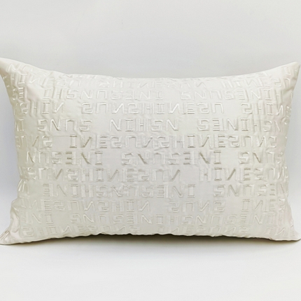 澜屿 2024新款禅丝高精密刺绣小抱枕头枕芯腰靠枕 字母-米白