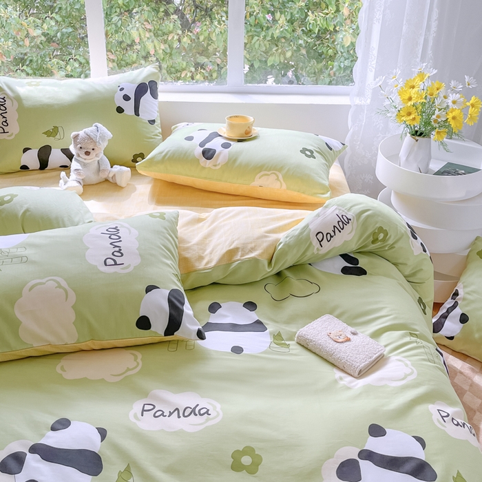 91家纺网 家纺一手货源 找家纺 世爵 2024新款12868全棉印花四件套 熊猫