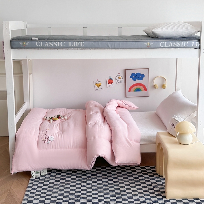 91家纺网 家纺一手货源 找家纺 招财狼家纺  2024新款水洗磨毛学生大豆被夏被春秋被多被芯被子 大豆被 玉色