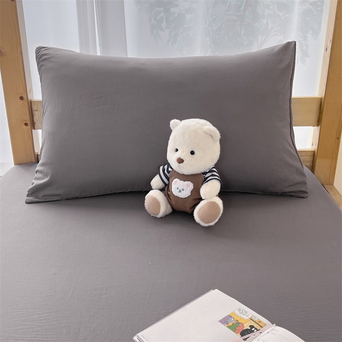 91家纺网 家纺一手货源 找家纺 多品 2024新款水洗棉皱皱纱学生宿舍单床单 浅灰