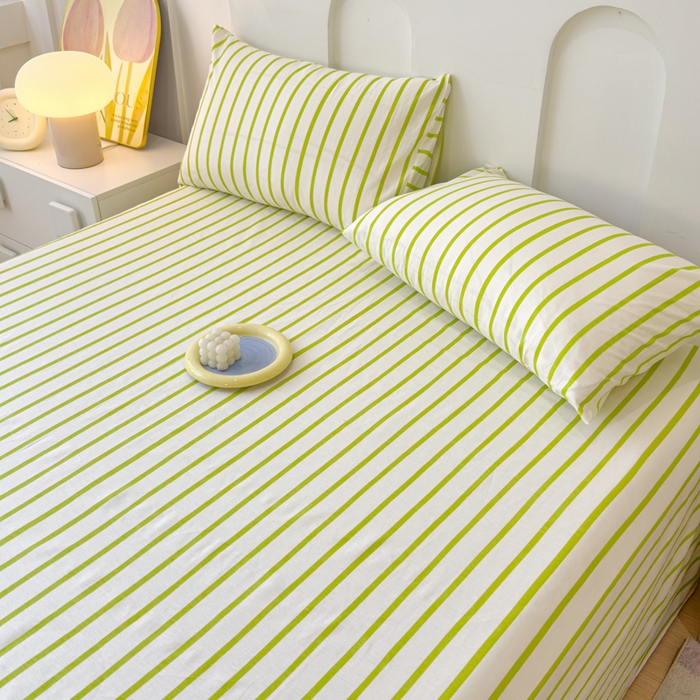 91家纺网 家纺一手货源 找家纺 感遇家纺 2024新款纯棉床单床笠枕套 床单款-青草绿