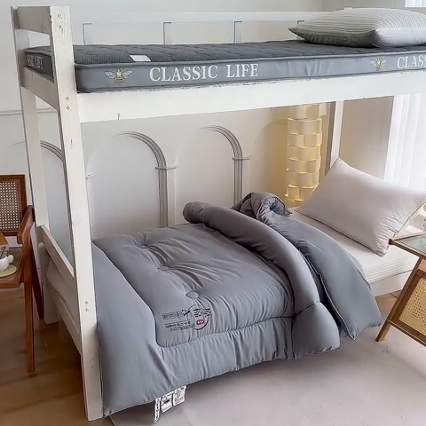 91家纺网 家纺一手货源 找家纺 招财狼家纺  2024新款水洗磨毛学生大豆被夏被春秋被多被芯被子 原棉 灰色