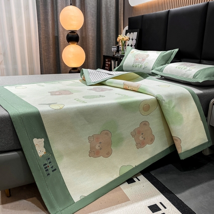 91家纺网 家纺一手货源 找家纺 宜家坊 2024新款A类抗菌数码印花冰藤凉席 床席款-牛油熊