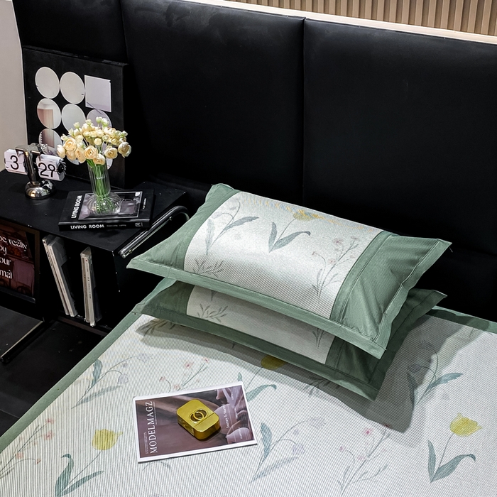 91家纺网 家纺一手货源 找家纺 宜家坊 2024新款A类抗菌数码印花冰藤凉席 床席款-花语