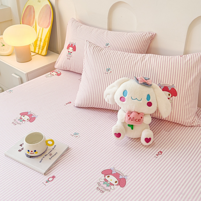 91家纺网 家纺一手货源 找家纺 感遇家纺 2024新款纯棉床单床笠枕套 床笠款-粉色甜心