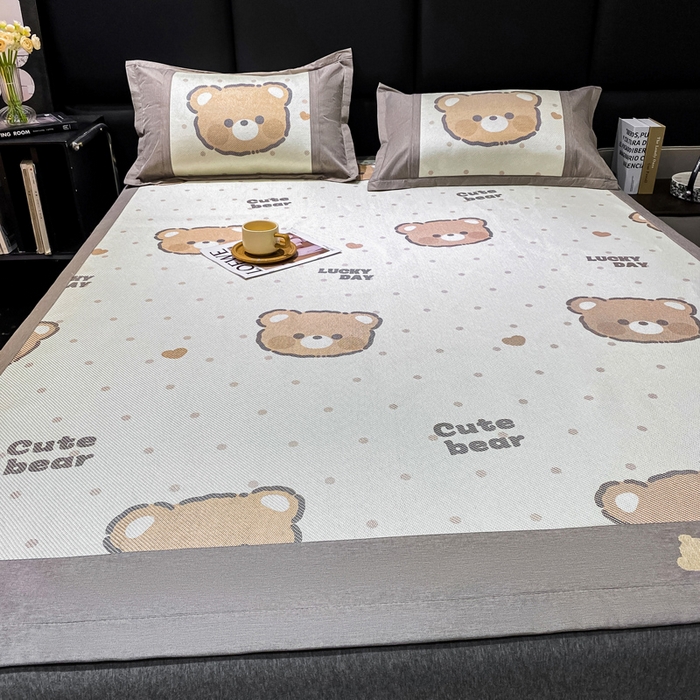 91家纺网 家纺一手货源 找家纺 宜家坊 2024新款A类抗菌数码印花冰藤凉席 床席款-幸运熊