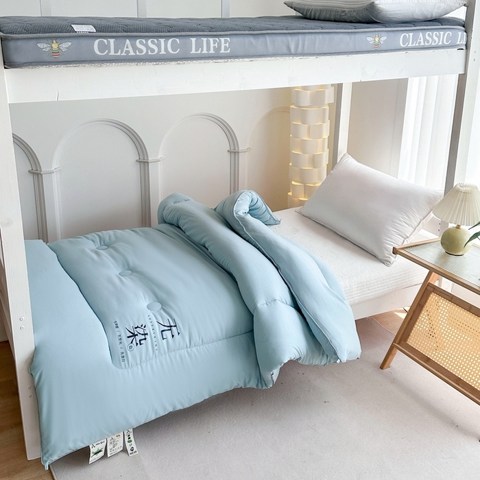 91家纺网 家纺一手货源 找家纺 招财狼家纺  2024新款水洗磨毛学生大豆被夏被春秋被多被芯被子 无染 水兰