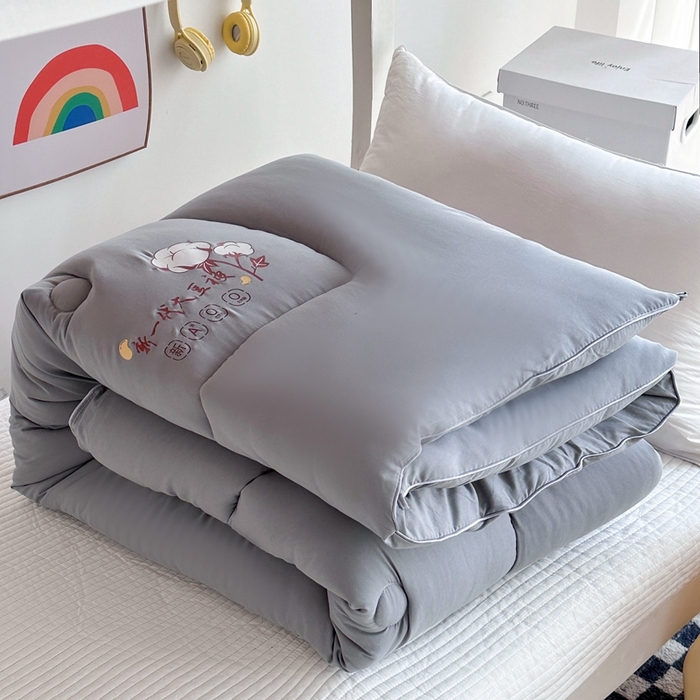91家纺网 家纺一手货源 找家纺 招财狼家纺  2024新款水洗磨毛学生大豆被夏被春秋被多被芯被子 大豆被 灰色