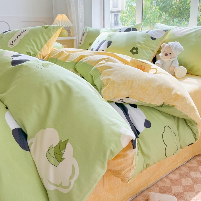 91家纺网 家纺一手货源 找家纺 世爵 2024新款12868全棉印花单品被套 熊猫