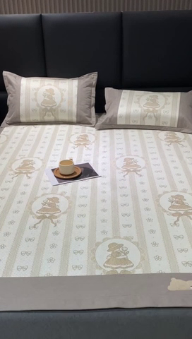 91家纺网 家纺一手货源 找家纺 宜家坊 2024新款A类抗菌数码印花冰藤凉席 床席款-莎莉公主