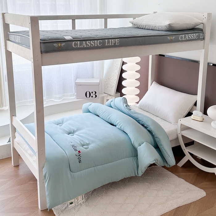 91家纺网 家纺一手货源 找家纺 招财狼家纺  2024新款水洗磨毛学生大豆被夏被春秋被多被芯被子 小爱心  水兰