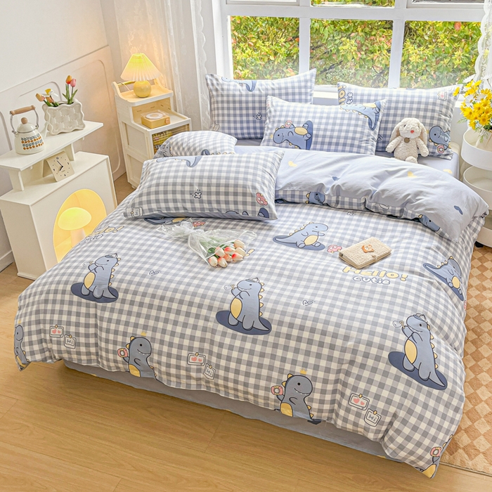 91家纺网 家纺一手货源 找家纺 世爵 2024新款12868全棉印花单品被套 恐龙世界