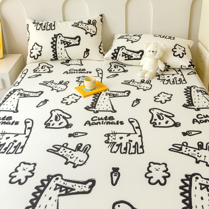 91家纺网 家纺一手货源 找家纺 感遇家纺 2024新款纯棉床单床笠枕套 床笠款-小涂鸦乐园