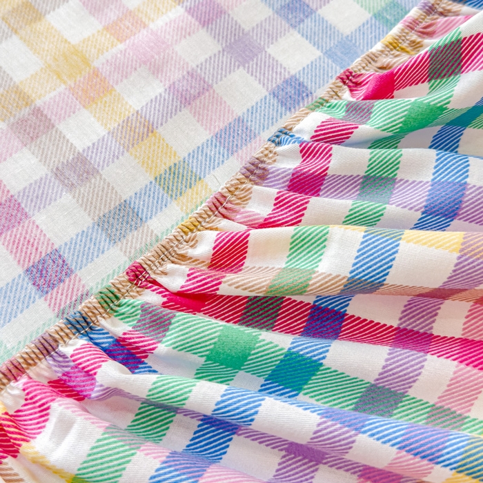 91家纺网 家纺一手货源 找家纺 感遇家纺 2024新款纯棉床单床笠枕套 床笠款-五彩格