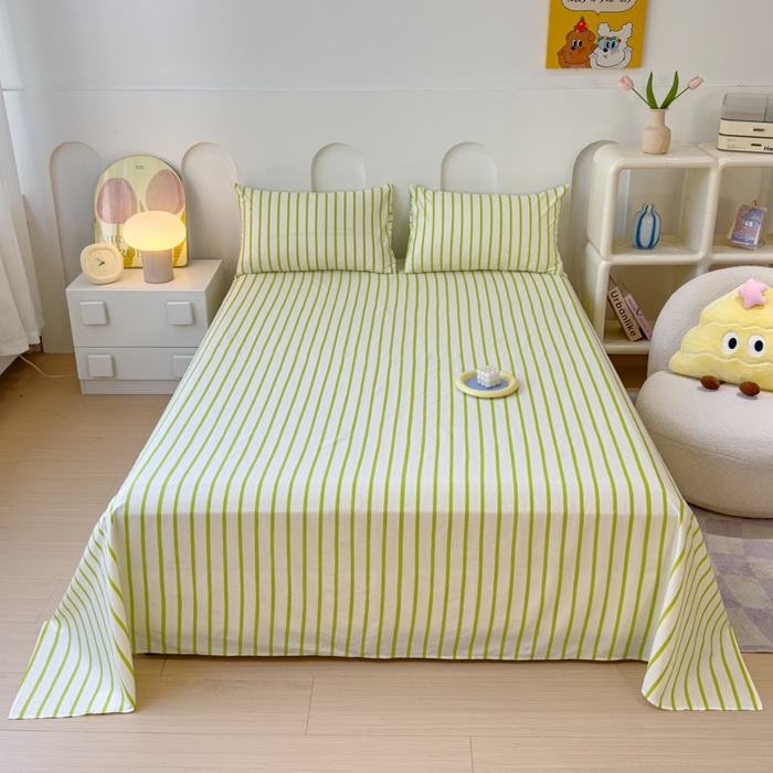 91家纺网 家纺一手货源 找家纺 感遇家纺 2024新款纯棉床单床笠枕套 床单款-青草绿