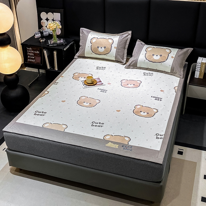 91家纺网 家纺一手货源 找家纺 宜家坊 2024新款A类抗菌数码印花冰藤凉席 床席款-幸运熊