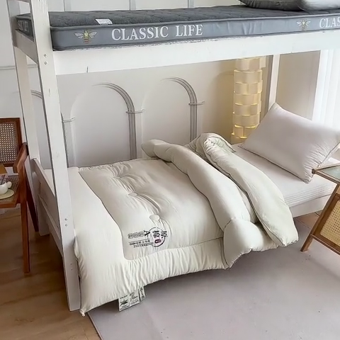 91家纺网 家纺一手货源 找家纺 招财狼家纺  2024新款水洗磨毛学生大豆被夏被春秋被多被芯被子 原棉 米黄