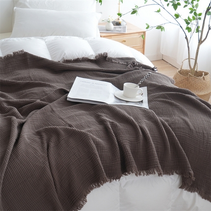 91家纺网 家纺一手货源 找家纺 （总）凌云家纺 2025新款四层皱皱纱流苏毯盖毯浴巾