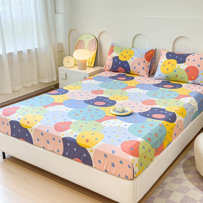 91家纺网 家纺一手货源 找家纺 感遇家纺 2024新款纯棉床单床笠枕套 床笠款-饼干森林