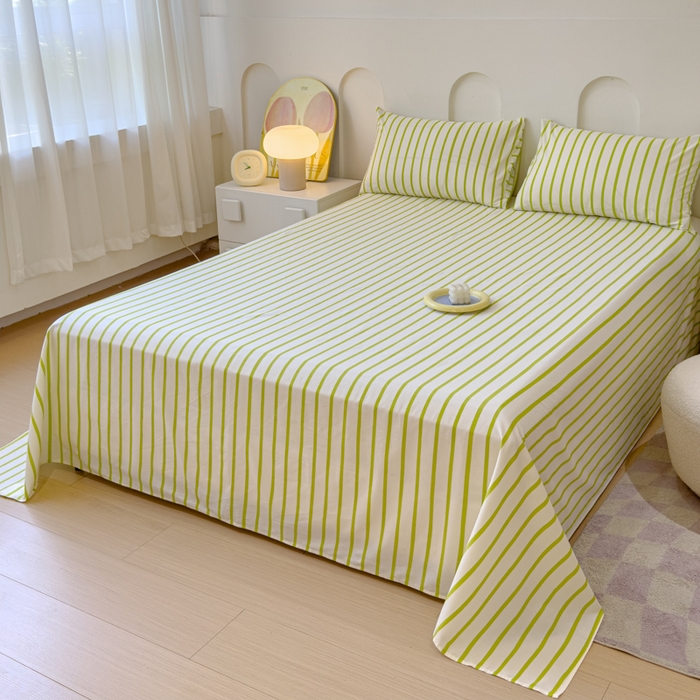 91家纺网 家纺一手货源 找家纺 感遇家纺 2024新款纯棉床单床笠枕套 床单款-青草绿