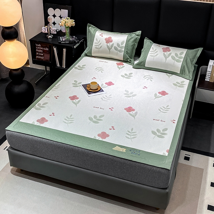 91家纺网 家纺一手货源 找家纺 宜家坊 2024新款A类抗菌数码印花冰藤凉席 床席款-小红花