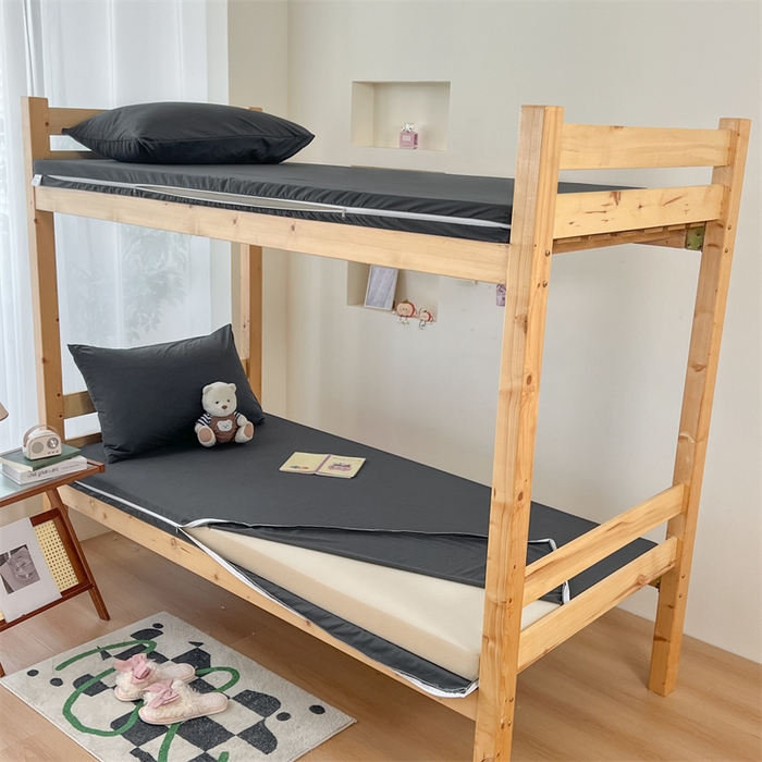 91家纺网 家纺一手货源 找家纺 多品 2024新款水洗棉皱皱纱学生宿舍床垫套床褥套 深灰