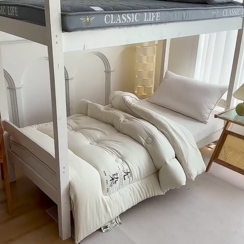 91家纺网 家纺一手货源 找家纺 招财狼家纺  2024新款水洗磨毛学生大豆被夏被春秋被多被芯被子 无染 米黄