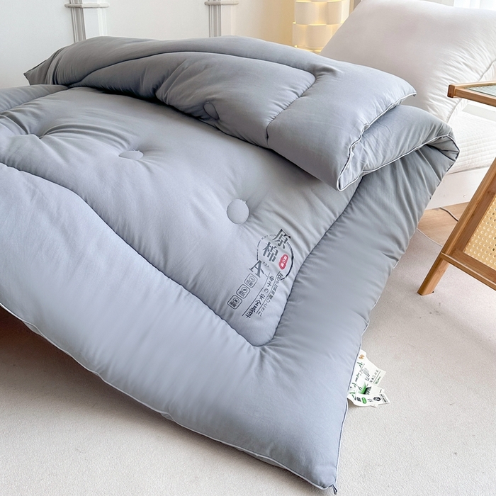 91家纺网 家纺一手货源 找家纺 招财狼家纺  2024新款水洗磨毛学生大豆被夏被春秋被多被芯被子 原棉 灰色