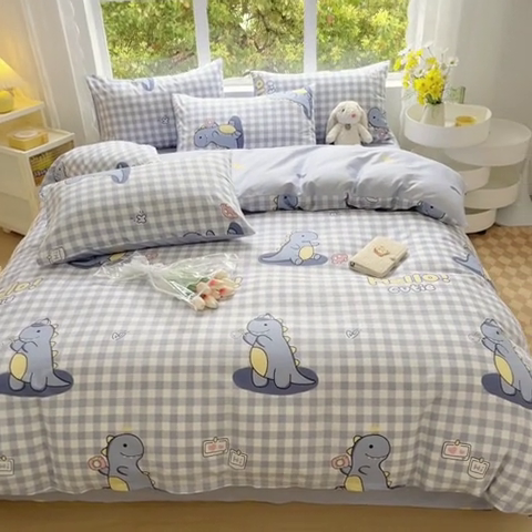 91家纺网 家纺一手货源 找家纺 世爵 2024新款12868全棉印花单品被套 恐龙世界