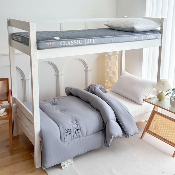 91家纺网 家纺一手货源 找家纺 招财狼家纺  2024新款水洗磨毛学生大豆被夏被春秋被多被芯被子 无染 灰色