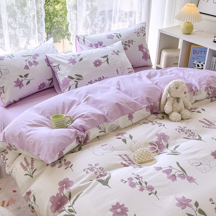 91家纺网 家纺一手货源 找家纺 世爵 2024新款12868全棉印花单品被套 凯蒂猫-米