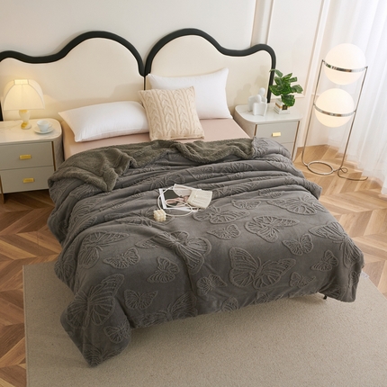 91家纺网 家纺一手货源 找家纺 （总）枋梢家纺跨境电商 2024蝴蝶花塔芙绒羊羔绒毛毯加厚保暖毛毯