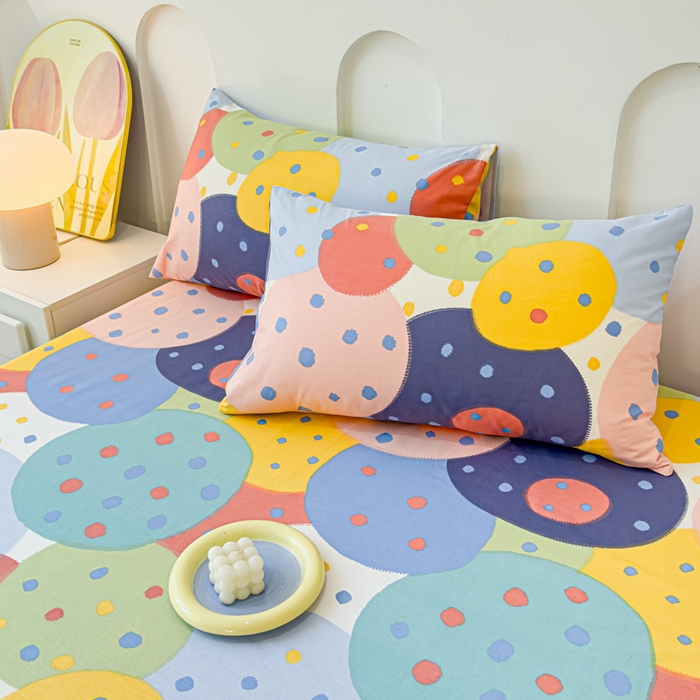 91家纺网 家纺一手货源 找家纺 感遇家纺 2024新款纯棉床单床笠枕套 床笠款-饼干森林