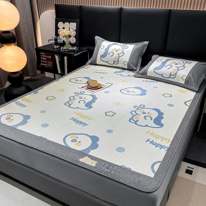 91家纺网 家纺一手货源 找家纺 宜家坊 2024新款A类抗菌数码印花冰藤凉席 床笠款-快乐恐龙