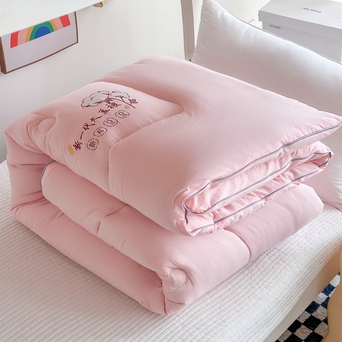 91家纺网 家纺一手货源 找家纺 招财狼家纺  2024新款水洗磨毛学生大豆被夏被春秋被多被芯被子 大豆被 玉色