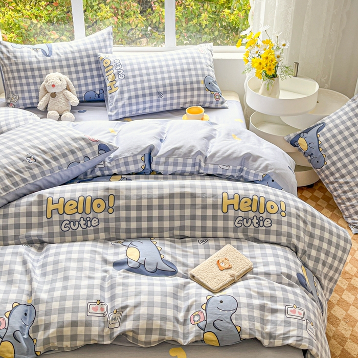 91家纺网 家纺一手货源 找家纺 世爵 2024新款12868全棉印花单品被套 恐龙世界