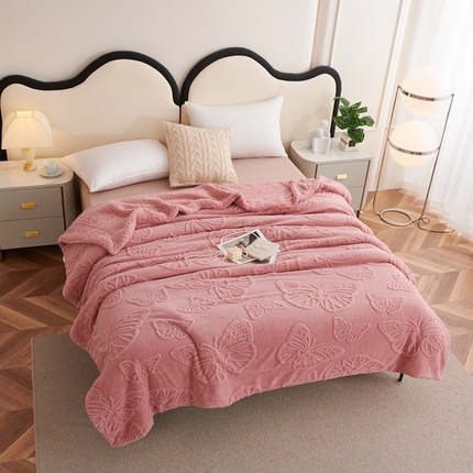 91家纺网 家纺一手货源 找家纺 （总）枋梢家纺跨境电商 2024蝴蝶花塔芙绒羊羔绒毛毯加厚保暖毛毯