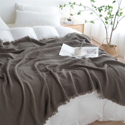 91家纺网 家纺一手货源 找家纺 （总）凌云家纺 2025新款四层皱皱纱流苏毯盖毯浴巾