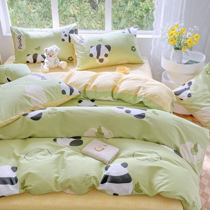 91家纺网 家纺一手货源 找家纺 世爵 2024新款12868全棉印花四件套 熊猫
