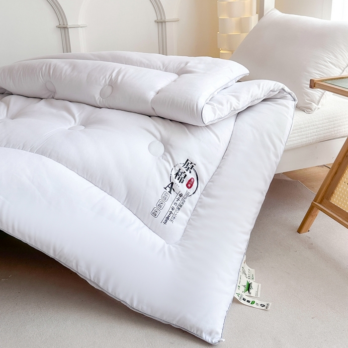 91家纺网 家纺一手货源 找家纺 招财狼家纺  2024新款水洗磨毛学生大豆被夏被春秋被多被芯被子 原棉 白色